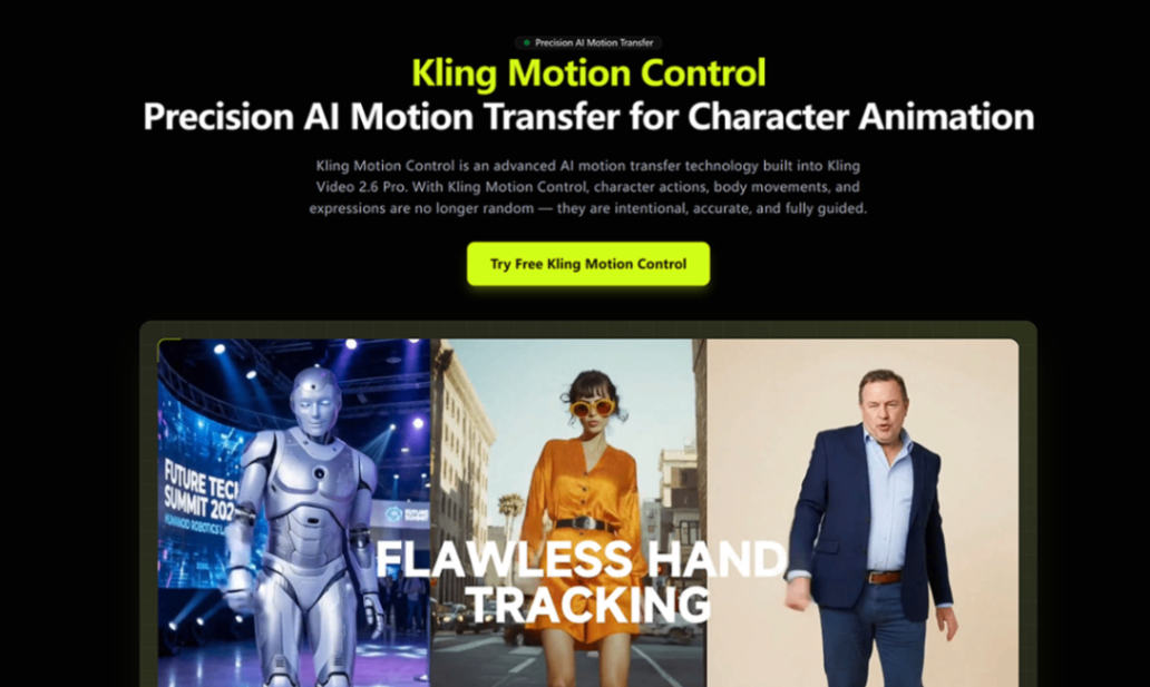 Kling Motion Control screenshot and logo